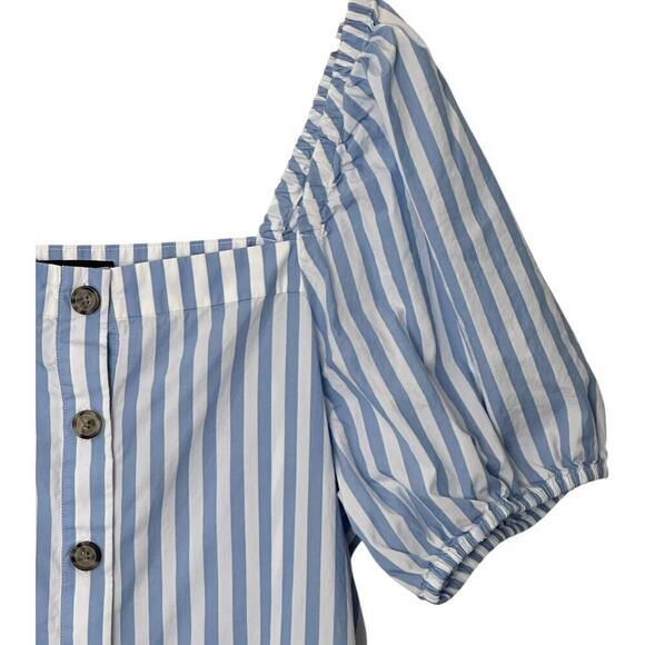 J Crew Harborfront Carol Stripe Button Down Cotton Puff Sleeve MIDI Dress (XL) - Picture 7 of 16